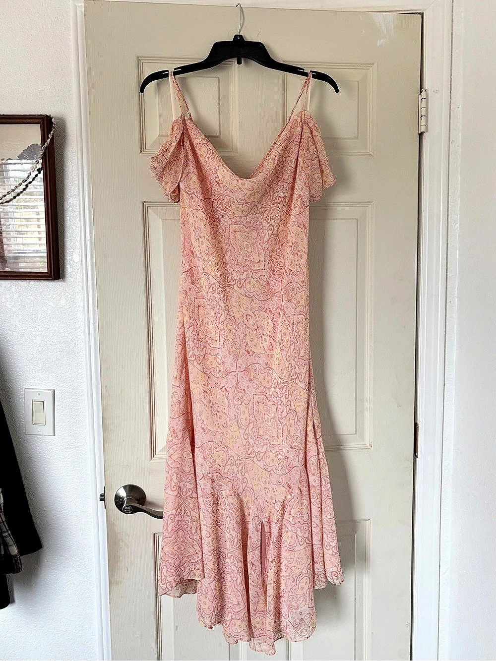 Express Paisley Ruffle Midi Dress in Pink Size 13/14